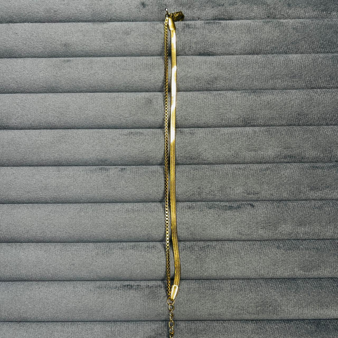 SAAT856 GOLD-PLATED ANTI-TARNISH FLAT SNAKE CHAIN BRACELET