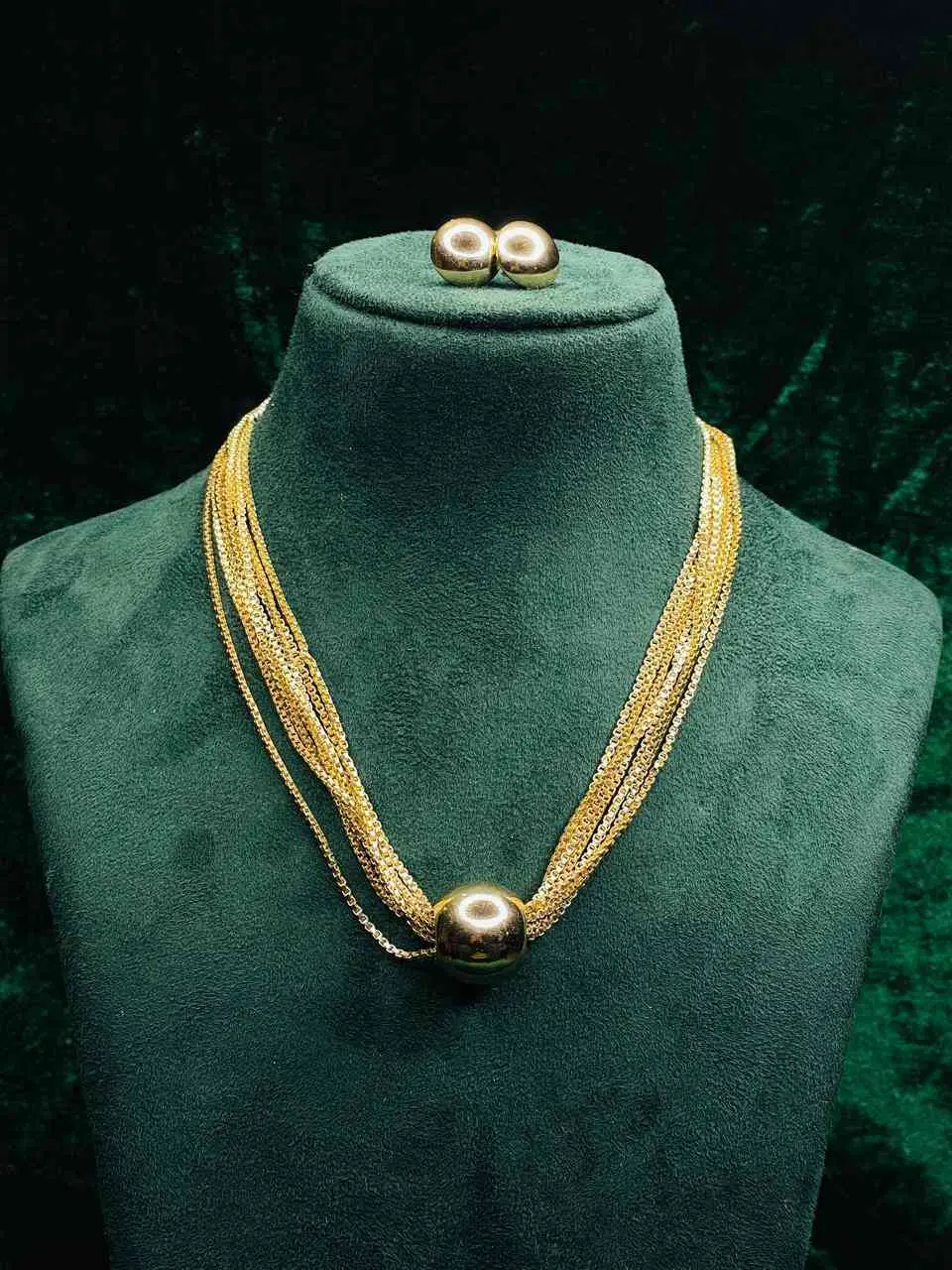 SAAT801 ANTI-TRANISH GOLD PLATED BOX CHAIN WITH EARRINGS