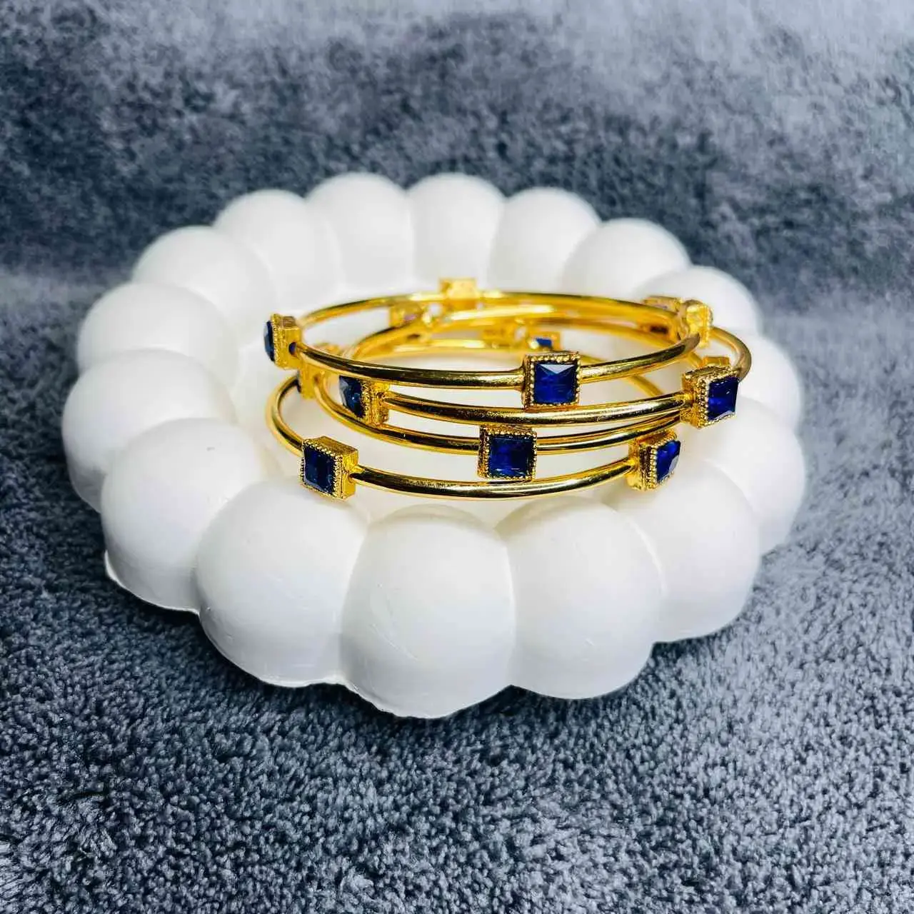 SABG622  BLUE STONE GOLD PLATED BANGLES