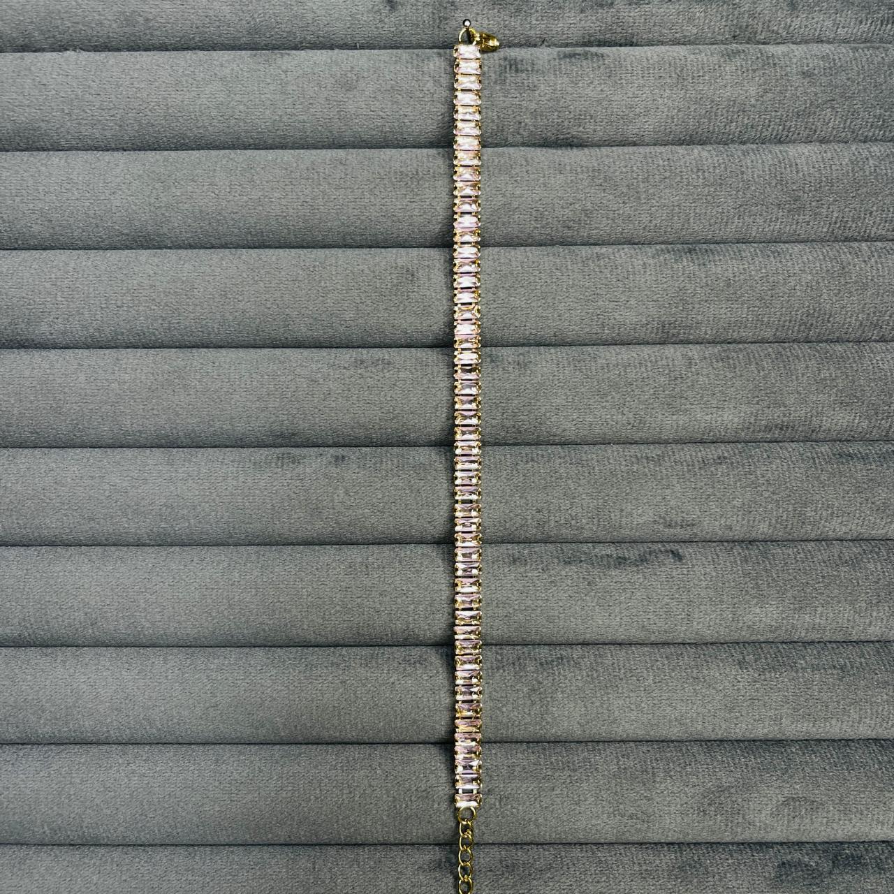 SAAT851 STAINLESS STEEL TENNIS BRACELET WITH CUBIC ZIRCONIA STONES