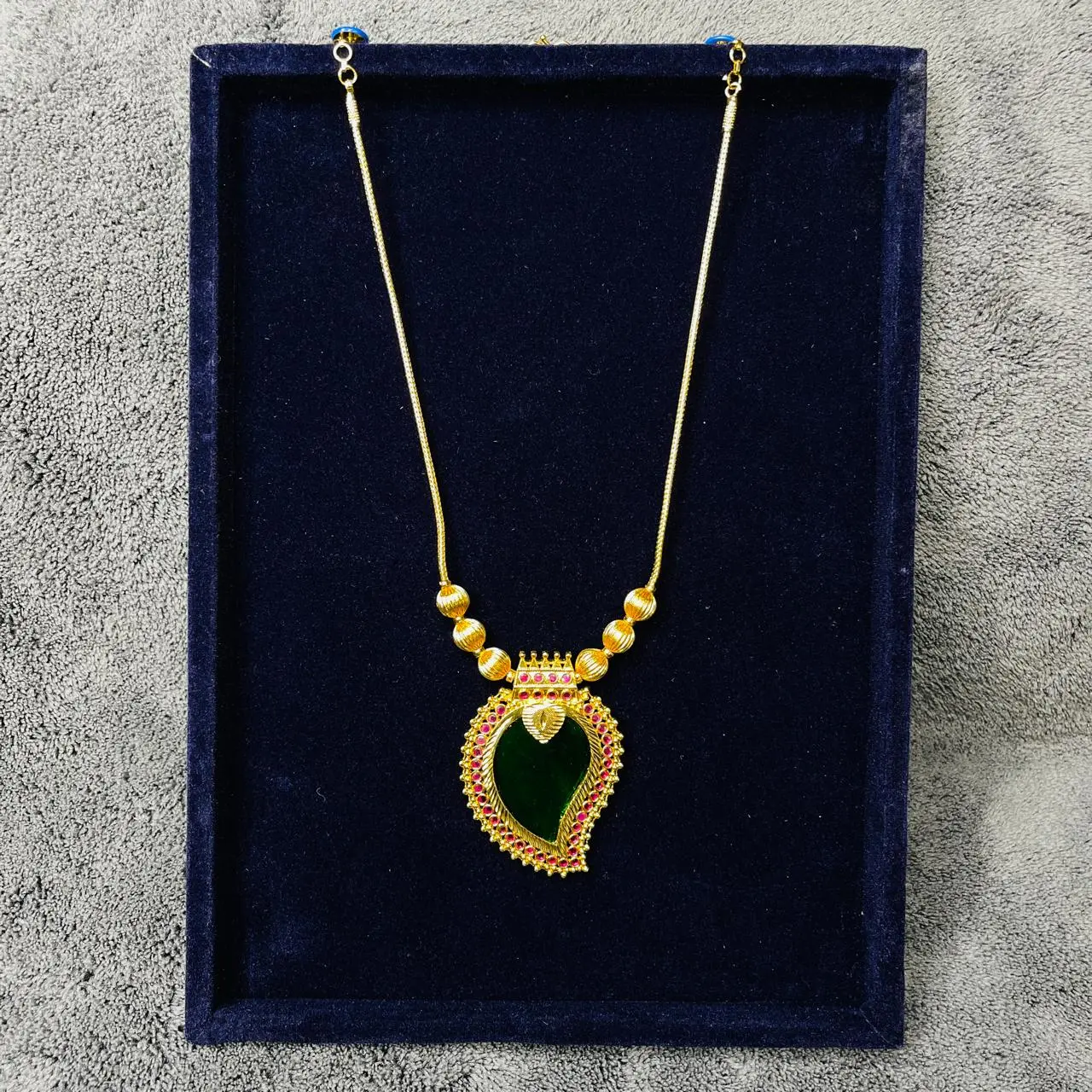 SATR203 MANGO LEAF PALAKKA NECKLACE WITH RUBY STONE