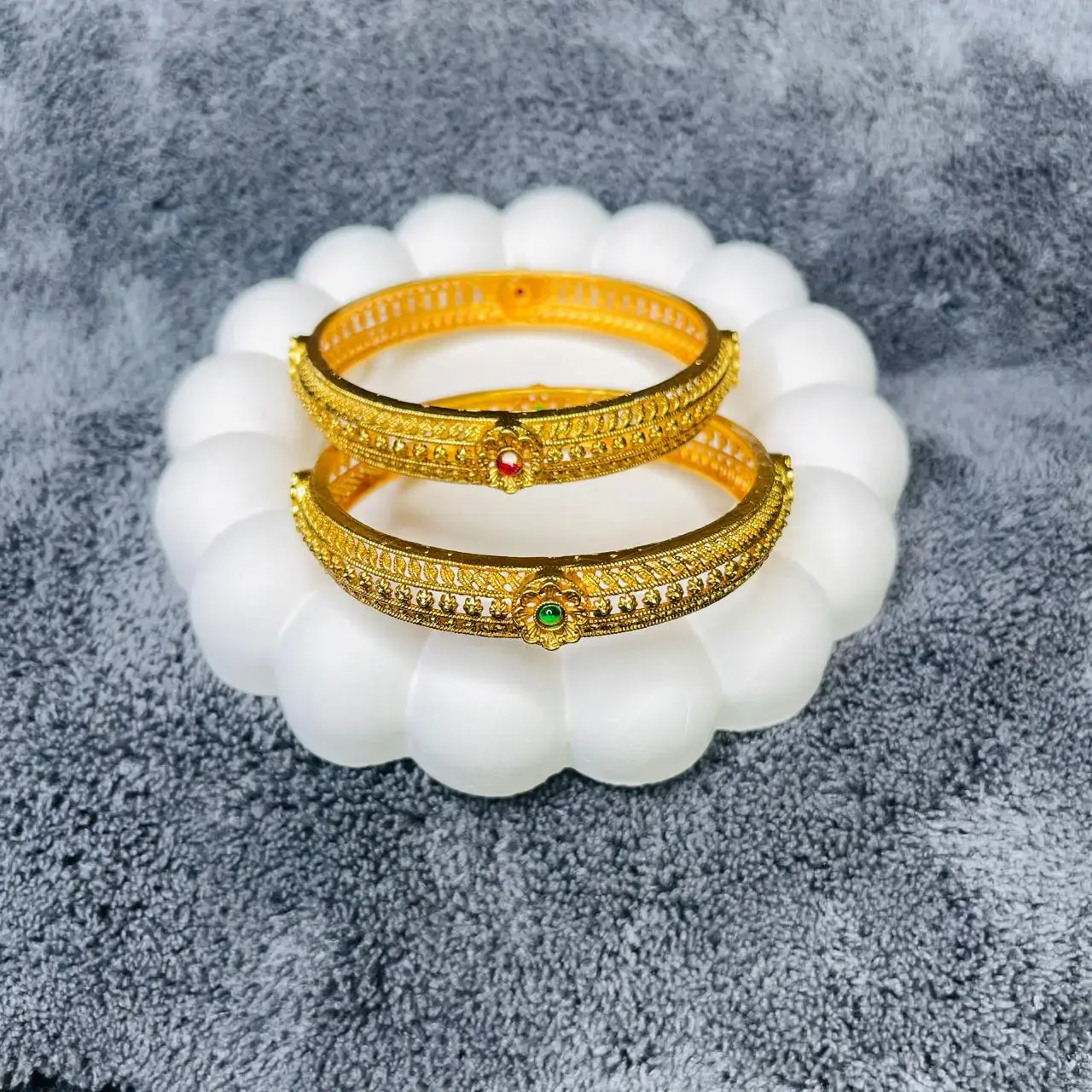 SABG625 MULTI-STONE GOLD PLATED BANGLES