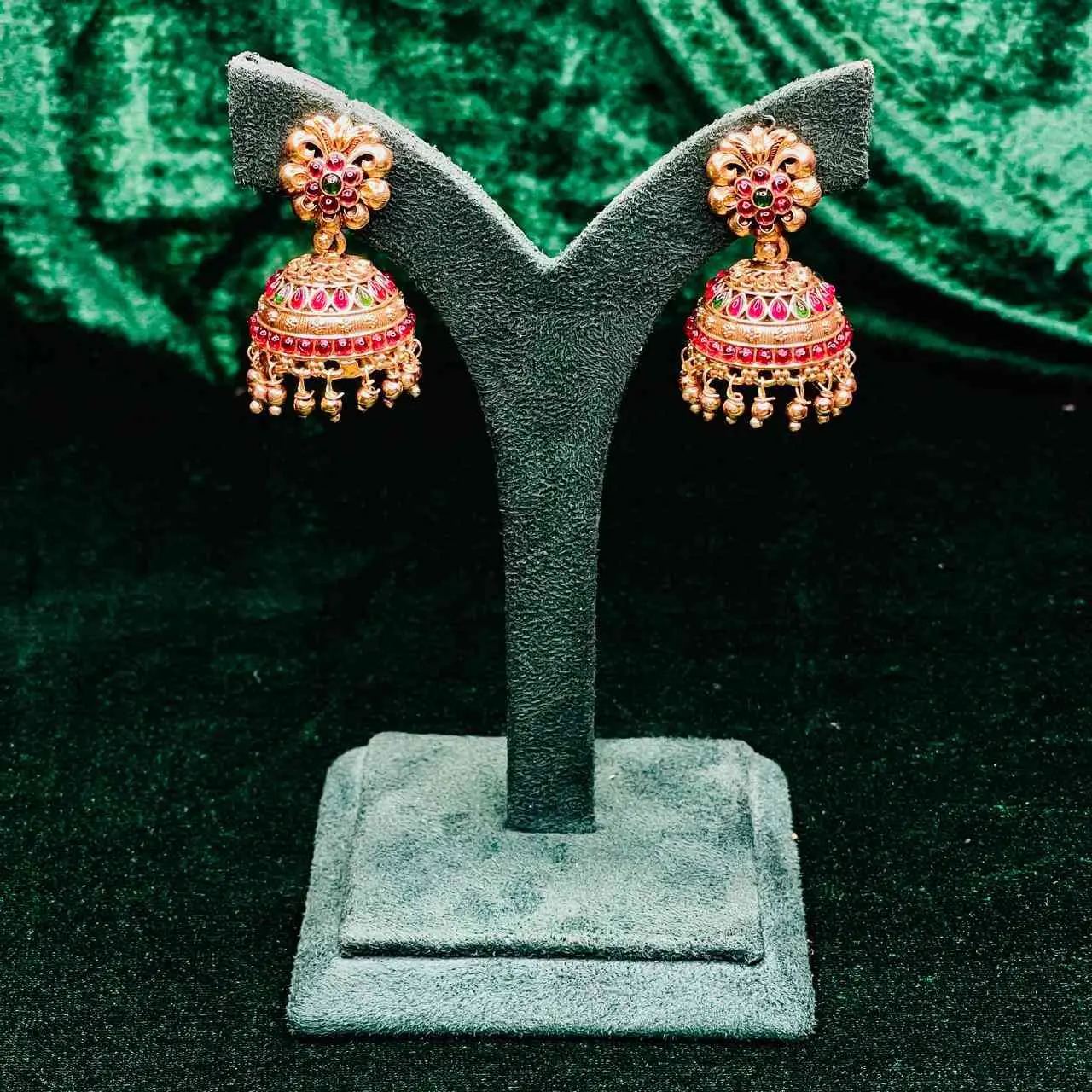 SAJH309 KEMP STONE JHUMKA