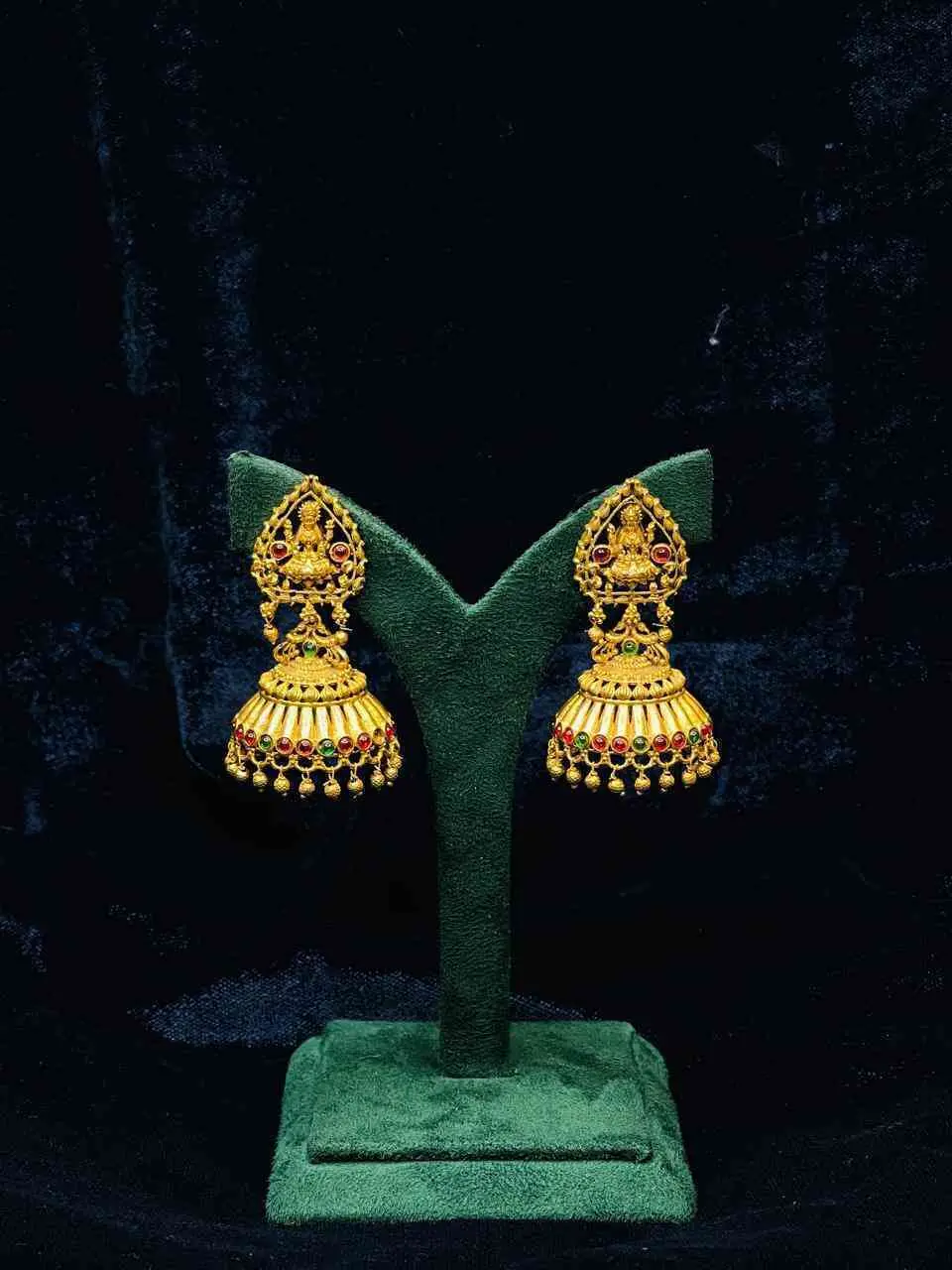 SAJH315 ANTIQUE LEKSHMI MULTISTONE JHUMKA