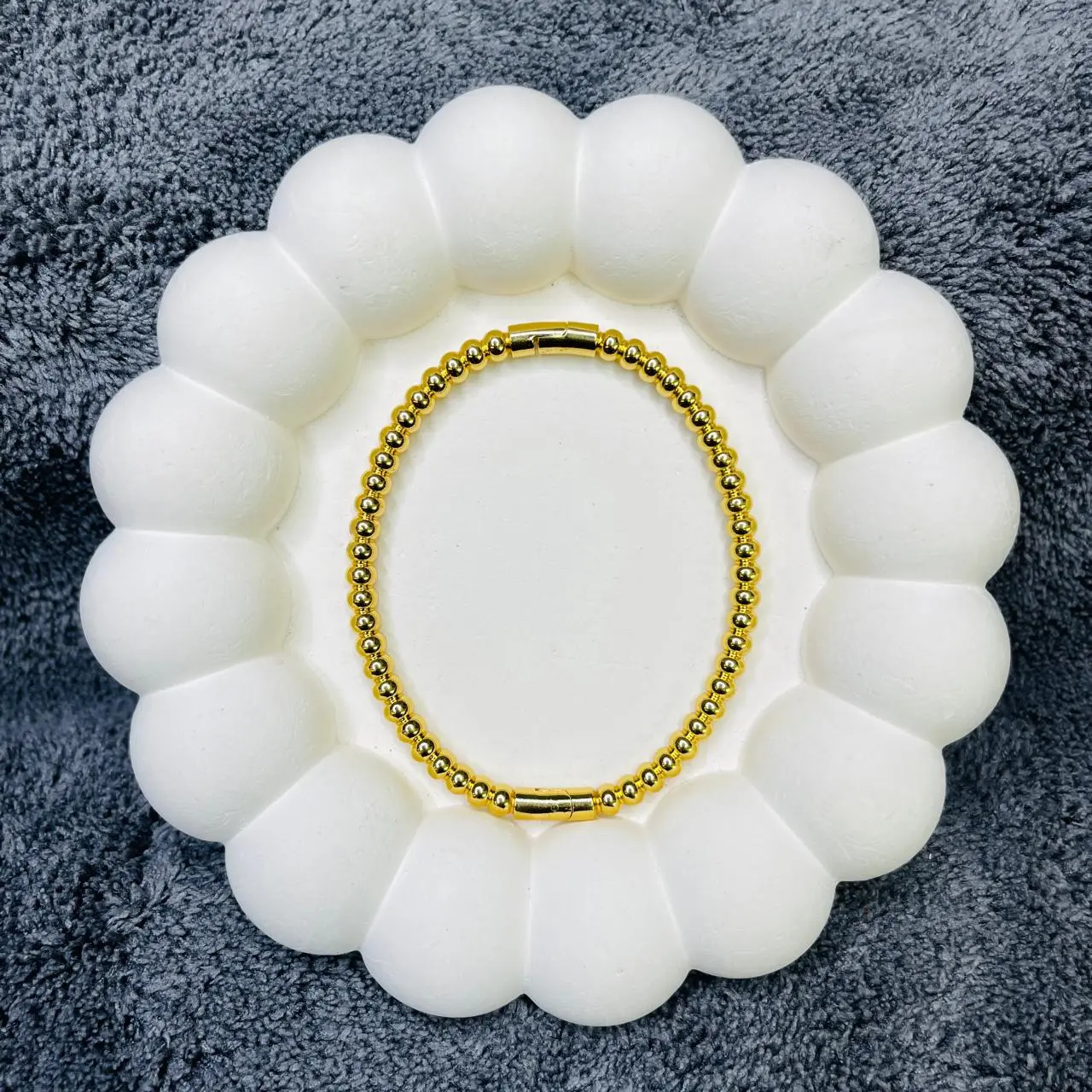 SAAT842 GOLD-PLATED BALL CHAIN KADA BANGLE