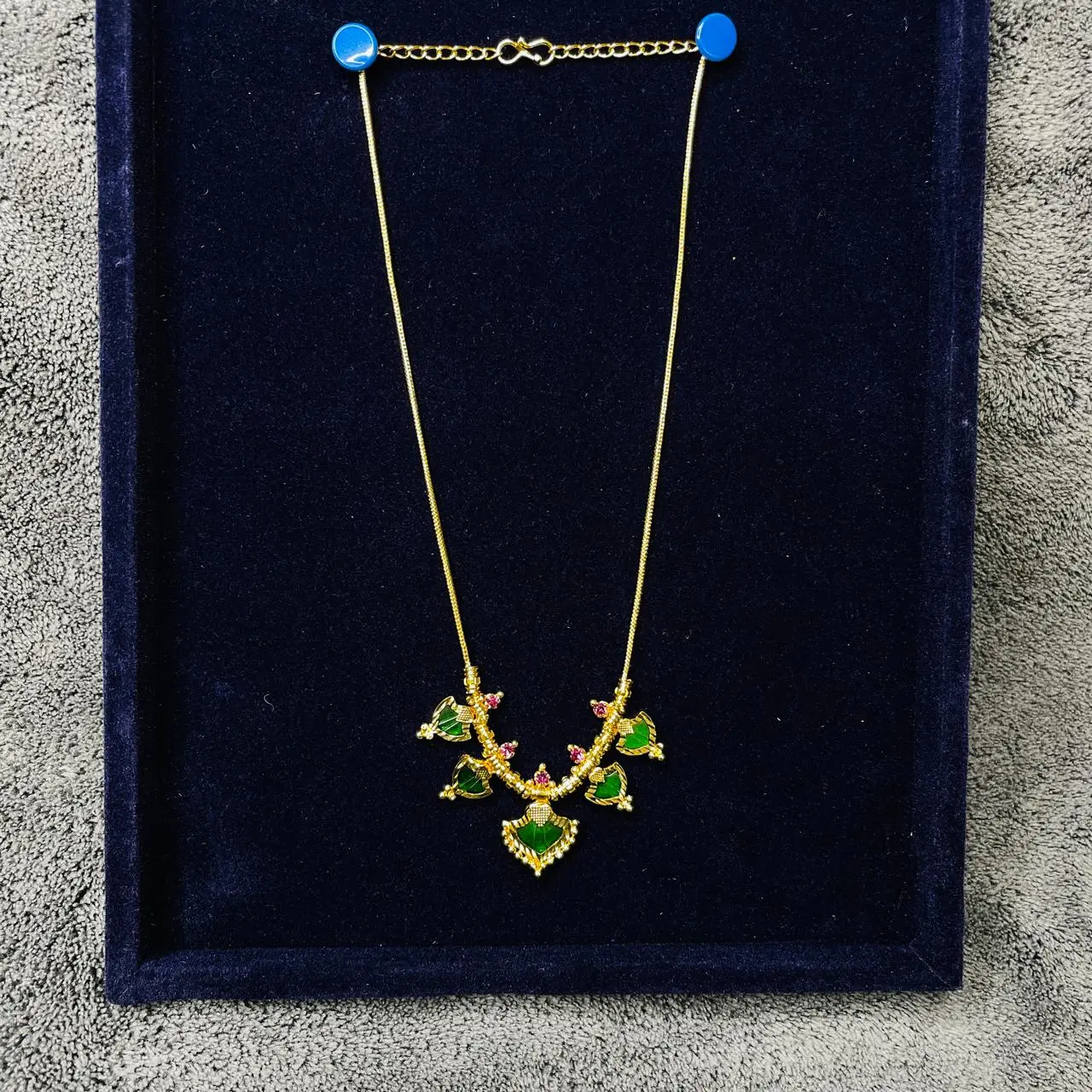 SATR205 GOLD PLATED PALAKKA  NECKLACE WITH RUBY STONE