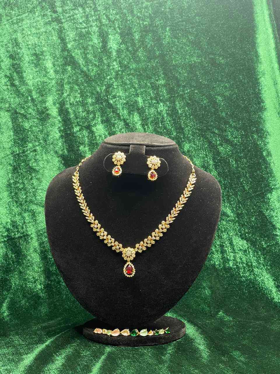 SASC 115 AD STONE NECKLACE SET WITH CHANGING STONE EARRINGS